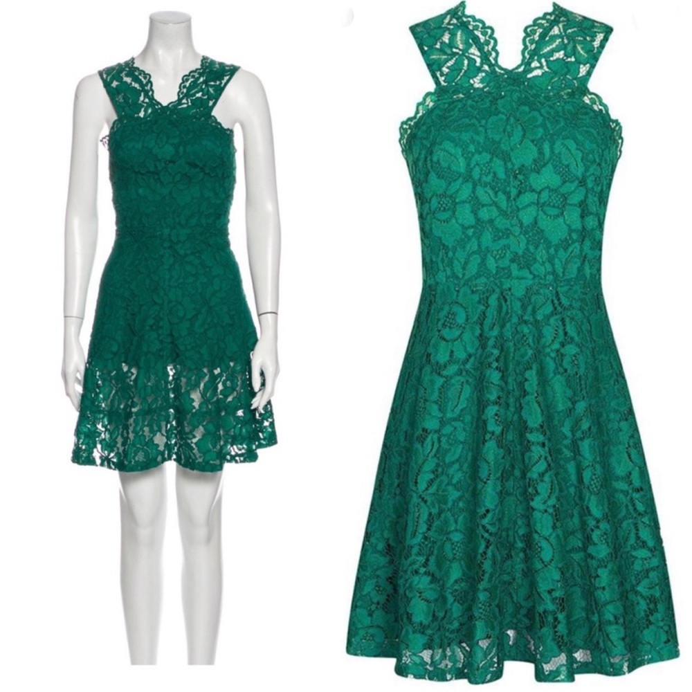 Sandro Paris Green Lace Riviera Mini Dress Size US 6 / FR 38 / Sandro 2